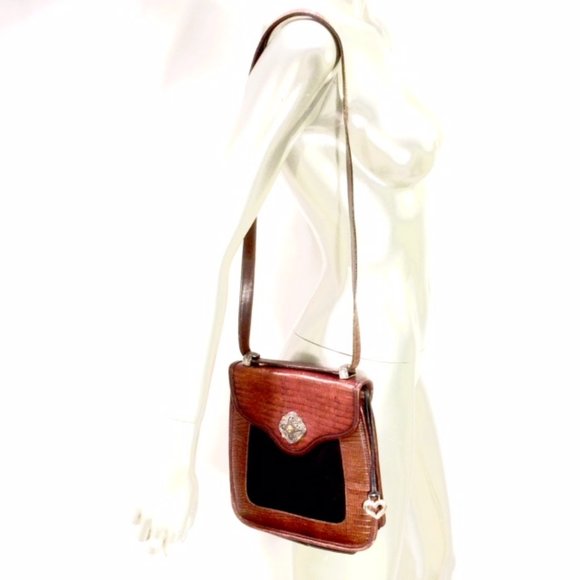 Brighton Mock Crock Flap Saddle Shoulder Bag - Picture 2 of 7